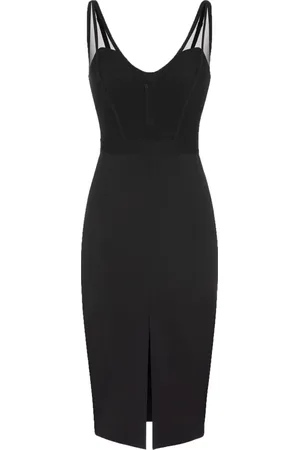 Elisabetta Franchi Kjole, Dame, Sort, S, Polyester, Sort Midi Kjole med Stretch Tulle