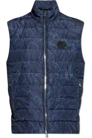 Etro Jakke, Herre, Blå, M, Uld, Vest med quiltet front