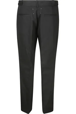 Maison Margiela Bukser, Herre, Sort, M, Bomuld, Plisserede bukser med logo detalje