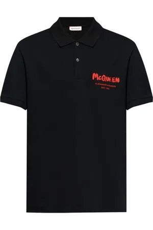 Alexander McQueen Top, Herre, Sort, S, Bomuld, Graffiti Polo Sort Bomuld Kort Ærme