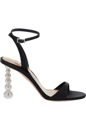 Aquazzura Sko, Dame, Sort, 39 EU, Satin, Sort hælet baby sandal