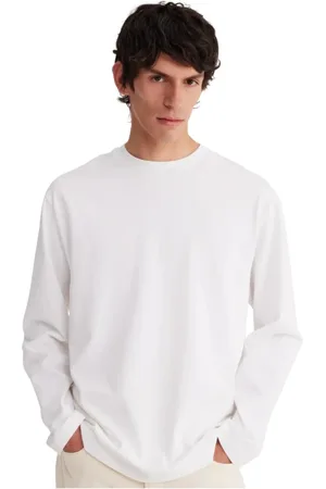 Rohe Top, Herre, Hvid, M, Bomuld, Hvid Oversize Langærmet T-shirt