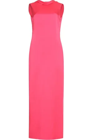 VERSACE Kjole, Dame, Lyserød, S, Draped Sheath Kjole med Slids i Ryggen