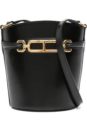 Tom Ford Taske, Dame, Sort, ONE SIZE, Uld, Sort Læder Skuldertaske med Logo