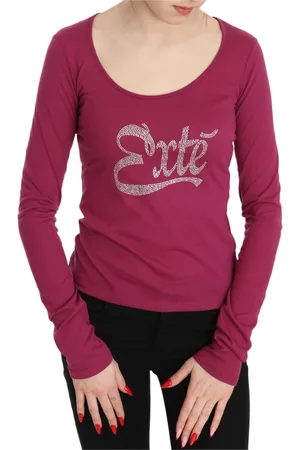 Exte Top, Dame, Lyserød, M, Bomuld, Elegant Top med Krystalpynt