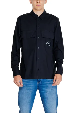 Calvin Klein Jakke, Herre, Sort, XL, Bomuld, Cargo Overshirt Efterår/Vinter Kollektion