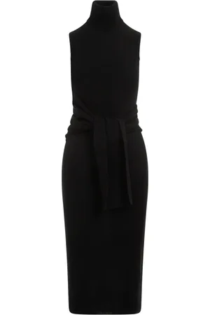 Maison Margiela Kjole, Dame, Sort, S, Uld, Sort Uld Midi Kjole