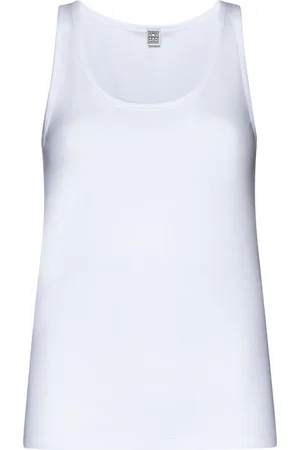 Totême Top, Dame, Hvid, M, Bomuld, Ribstrikket Top Hvid