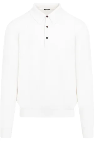 Kiton Strik, Herre, Hvid, L, Cashmere, Luksuriøs Cashmere Polo Sweater Hvid