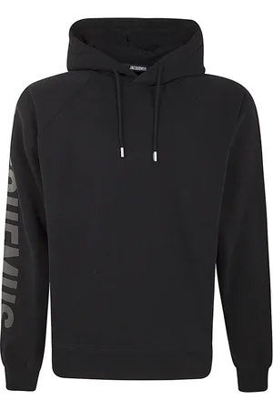 Jacquemus Sweathshirts & Hoodies, Herre, Sort, L, Bomuld, Sort Hættetrøje med Typografisk Design