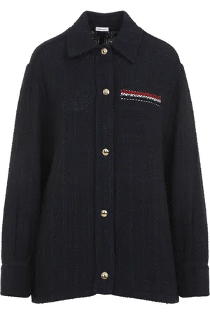 Thom Browne Strik, Dame, Blå, S, Bomuld, Blå Jakke Elegant Stil