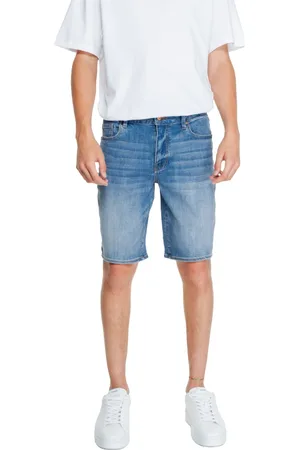Armani Exchange Shorts, Herre, Blå, W30, Bomuld, Blå Bomuldsshorts med Lynlås