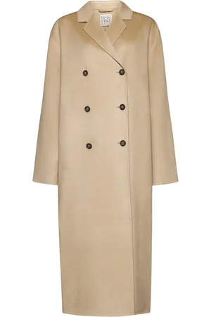 Totême Frakke, Dame, , XS, Uld, Oversized Double-Breasted Biscuit Wool Coat