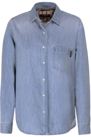 MOORER Bluser & Skjorter, Dame, Blå, S, Denim, Autentisk Indigo Denim Skjorte Lavet i Italien