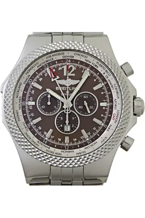Breitling Pre-owned Pre-owned, Herre, Brun, ONE SIZE, Tyl, Pre-owned Rustfrit stal watches