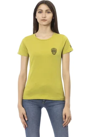 Trussardi Top, Dame, Grøn, M, Bomuld, Grøn Kunstnerisk Frontprint Tee