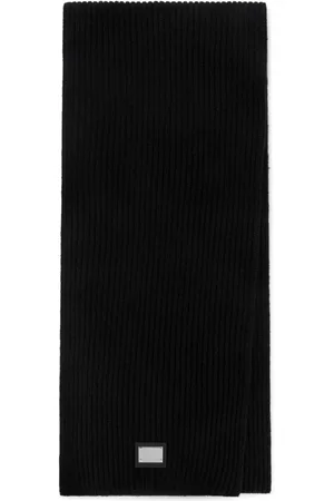 Dolce & Gabbana Tilbehør, unisex, Sort, ONE SIZE, Uld, Strikket Tørklæde med Ribkant