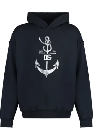 Dolce & Gabbana Sweathshirts & Hoodies, Herre, Blå, M, Bomuld, Bomuldshættetrøje med synlige sømme