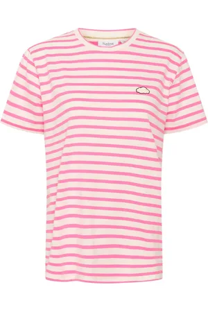 Saint Tropez Top, Dame, Lyserød, 2XL, Bomuld, Stribet T-shirt Chateau Rose