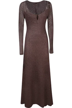 Tom Ford Kjole, Dame, Brun, S, Brun Hæklet Kjole