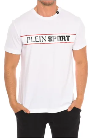 Philipp Plein Top, Herre, Hvid, 2XL, Bomuld, Kortærmet T-shirt med Brand Print