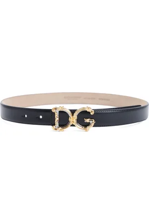 Dolce & Gabbana Tilbehør, Dame, Sort, 80 CM, Kalveskindbælte i sort