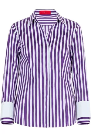 Carolina Herrera Bluser & Skjorter, Dame, Lilla, XS, Bomuld, Stribet bomuldsskjorte, slim fit