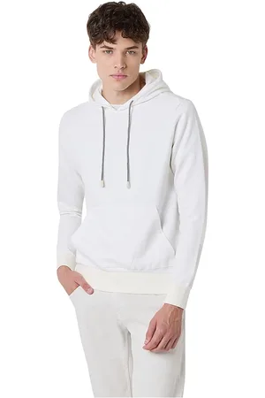 ELEVENTY Sweathshirts & Hoodies, Herre, Hvid, XS, Bomuld, Hættetrøje i bomuld, uld og læder
