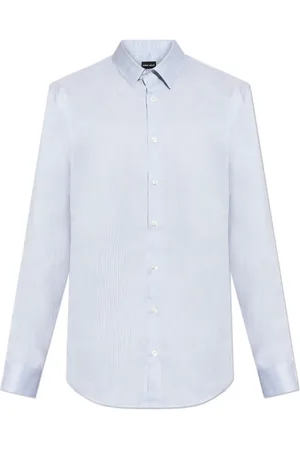 Giorgio Armani Skjorte, Herre, Blå, L, Skjorte med stribet mønster