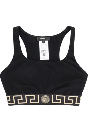 VERSACE Sport, Dame, Sort, S, Ærmeløs Crop Top med La Greca