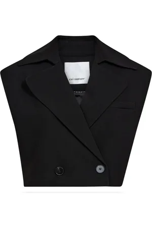 Co`Couture Jakke, Dame, Sort, L, Uld, Sort Crop Vest med Klassisk Krave