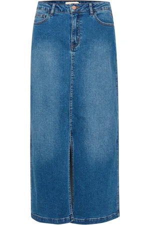 Cream Nederdel, Dame, Blå, M, Denim, Denim Nederdel med Slids