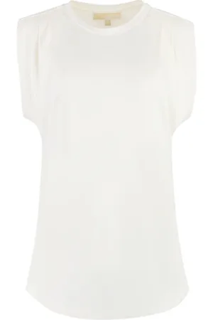 Michael Kors Bluser & Skjorter, Dame, Hvid, M, Ribbet Viskose Bluse