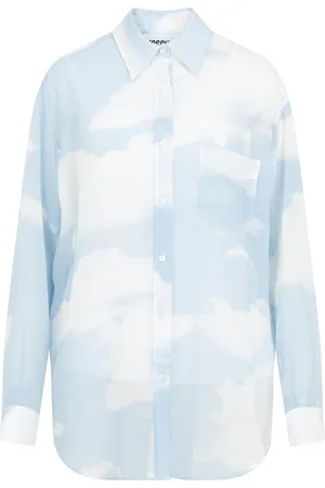 Moschino Bluser & Skjorter, Dame, Blå, S, All Over Print Skjorte Blå