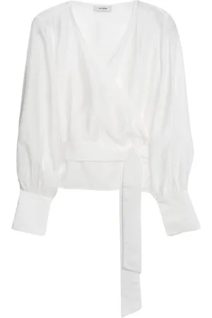 Ivy & Oak Bluser & Skjorter, Dame, Hvid, L, Organza, Organza Wrap Bluse med Langt Bælte