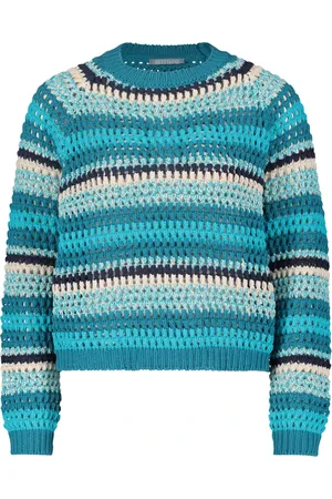 Betty & Co Strik, Dame, Blå, XL, Stribet Strik Pullover