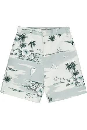 Maison Kitsuné Shorts, Herre, Grøn, XS, Bomuld, Hawaiian Landscape Board Shorts