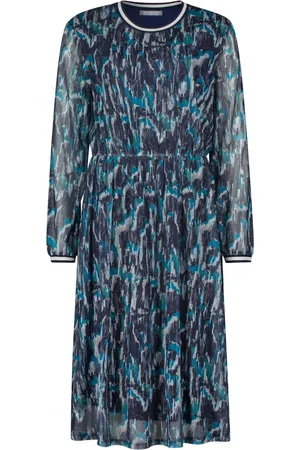 Betty & Co Kjole, Dame, Blå, 3XL, Blomstret Afslappet Kjole
