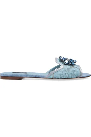 Dolce & Gabbana Sko, Dame, Blå, 37 1/2 EU, Læder, ‘Bianca’ slides