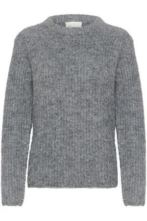 My Essential Wardrobe Strik, Dame, Grå, L, Uld, Strik Pullover Iron Grey Melange