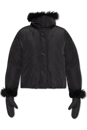 YVES SALOMON Jakke, Dame, Sort, XL, Polyester, Jakke med aftagelige handsker
