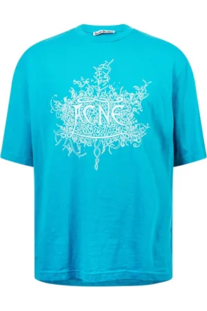 Acne Studios Top, Herre, Blå, M, Bomuld, Devil Logo T-Shirt Fluo