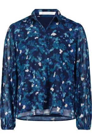 Betty & Co Bluser & Skjorter, Dame, Blå, 3XL, Plisseret bluse med prikker