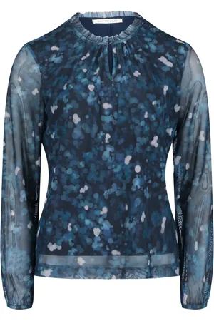 Betty & Co Bluser & Skjorter, Dame, Blå, L, Uld, Bluse med rynket halsudskæring