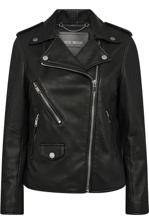 Mos Mosh Jakke, Dame, Sort, 2XL, Sort Bikerjakke med Asymmetrisk Lynlås