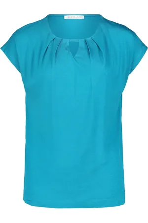 Betty & Co Bluser & Skjorter, Dame, Blå, XL, Kortærmet skjorte med plisserede ærmer