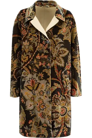 Etro Frakke, Dame, Grøn, S, Bomuld, Paisley Print Velvet Coat