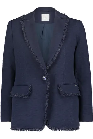 Betty & Co Jakke, Dame, Blå, L, Uld, Frynse Business Blazer