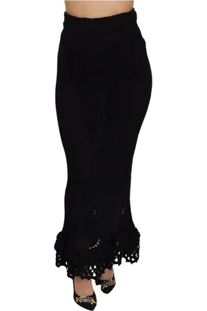 Dolce & Gabbana Nederdel, Dame, Sort, S, Bomuld, Sort Mermaid Maxi Nederdel