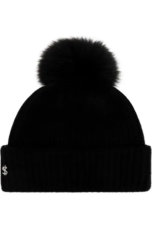 YVES SALOMON Tilbehør, Dame, Sort, ONE SIZE, Cashmere, Beanie med logo